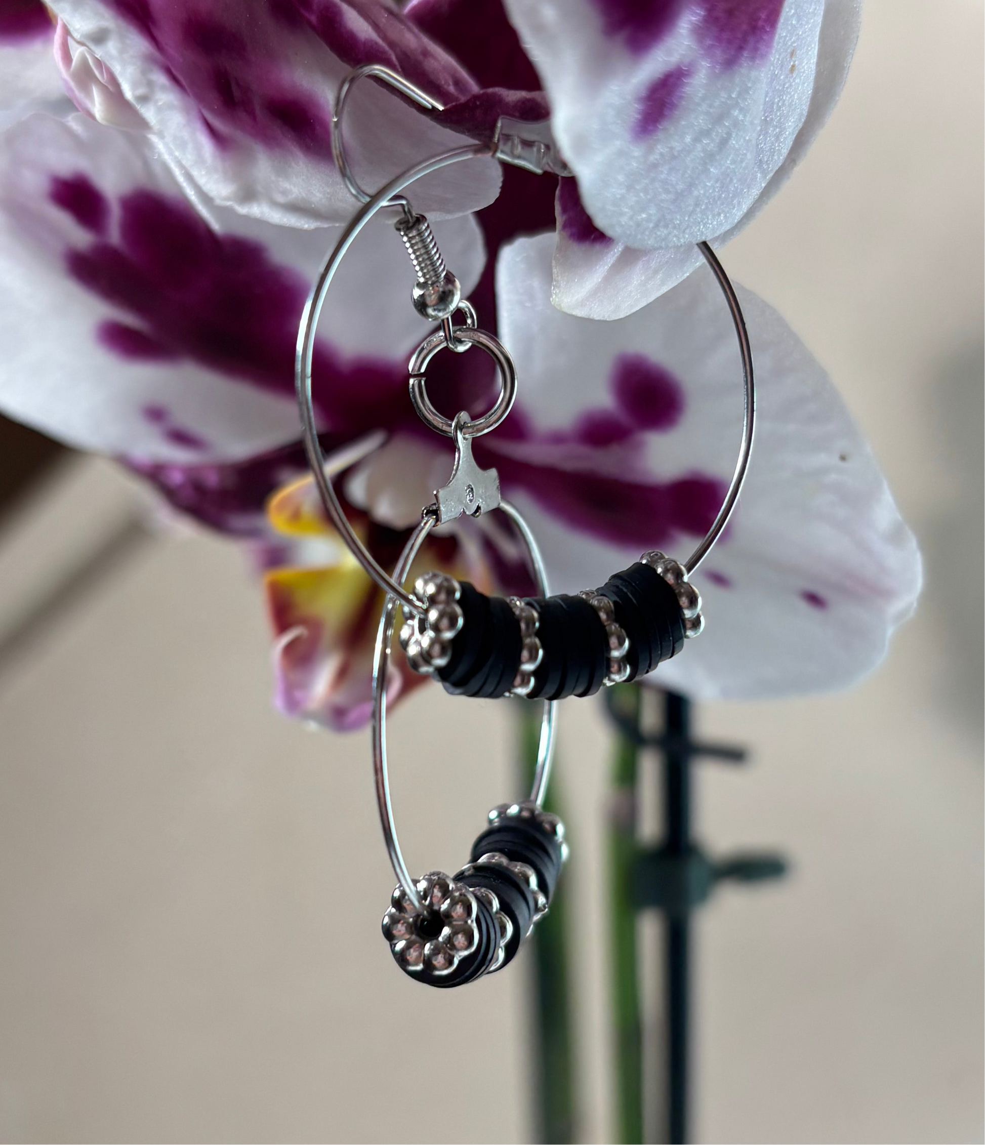 Black and Silver Hoops