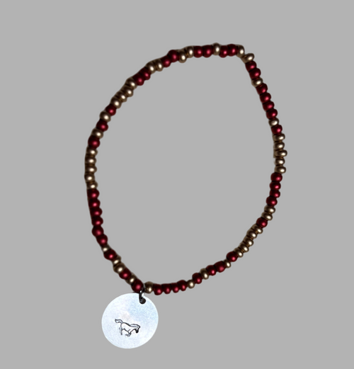 Beaded bracelet with stamped horse